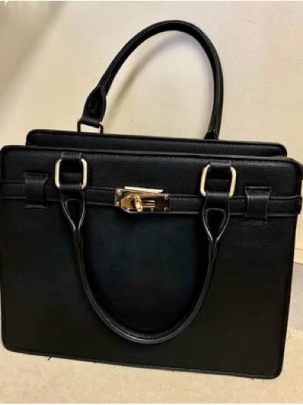 Classic Black Structured Tote Handbag